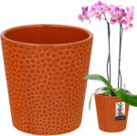 Kotarbau Ghiveci De Flori Din Ceramică Portocaliu Plante Orhidee 12 Cm (p908)