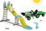 Smoby Set tobogan Toboggan Super Megagliss 2in1 Smoby și tractor cu pedale Jim Loader cu încărcător frontal şi cu remorcă (SM820200-8)