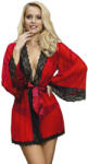 Subblime Transparent Fabric Robe with Lace Detail Red S/M