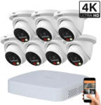 DAHUA 7 dome kültéri kamerás IP kamerarendszer 8MP színes éjjellátással