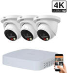DAHUA 3 dome kültéri kamerás IP kamerarendszer 8MP színes éjjellátással