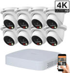 DAHUA 8 dome kültéri kamerás IP kamerarendszer 8MP színes éjjellátással