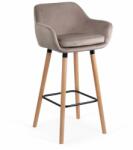 CHAIRS-ON Scaune de bar și insulă bucătărie catifea și lemn ABS 1271 bej