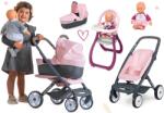 Smoby Set cărucior combinație triplă Powder Pink 3in1 Maxi Cosi & Quinny Smoby cu scaun de masă și păpușă (SM253117-5)