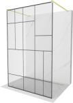 Mexen Kioto, Walk-In zuhany paraván 130 x 200 cm, 8 mm üveg fekete mintás, arany matt profil, 800-130-002-55-78 (800-130-002-55-78)