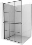Mexen Kioto+ L, Walk-In zuhany paraván polccal és akasztóval 110 x 200 cm, 8 mm átlátszó üveg fekete mintás, fekete profil, 800-110-123-70-77 (800-110-123-70-77)
