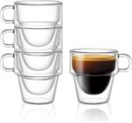 KRASINO Set 4 cani cafea Americano Altmore, sticla borosilicat, pereti dubli, 350 ml
