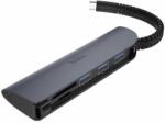 hoco. HB17 Easy Connect USB-C Adapter - мултифункционален хъб за свързване на допълнителна периферия за устройства с USB-C (тъмносив)