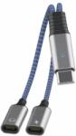 JC USB-C Male to 2xUSB-C Female Adapter MH-273 - активен USB-C адаптер с 2xUSB-C изхода за устройства с USB-C порт (син)