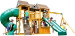 Cedar Summit By Kidkraft Complex de joaca din lemn, max 10 copii, 3 leagane, 3 tobogane, Adventure Bend Swing Set, Cedar Summit F29720 (KKF29720)