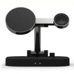 Awei 4in1 Inductive Wireless Charging Station 15W - тройна поставка (пад) за безжично зареждане за iPhone с Magsafe, Apple Watch, AirPods Pro, Apple Pencil и Qi съвместими устройства (черен)