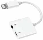JOYROOM Audio Converter Lightning to Lightning and 3.5mm Aux - Lightning адаптер към 3.5 аудио изход и Lightning изход (6.5см) (бял)