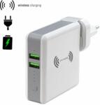 4smarts 3in1 Charger HyperVolt with Wireless Power Bank - захранване за ел. мрежа с два USB изхода, външна батерия и безжично зареждане (бял)