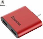 Baseus Double Lightning Adapter L39 - двоен Lightning адаптер за устройства с Lightning порт (червен)