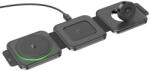 hoco. 3-in-1 Folding MagSafe Wireless Charger 15W - тройна поставка (пад) за безжично зареждане на iPhone с Magsafe, Apple Watch и Qi съвместими устройства (черен)