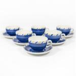 Výrobce po 1 ks 6 részes kerámia teáscsésze készlet, kék-sárga, alátéttel (KK11050)