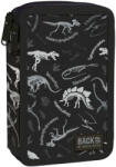 DERFORM Penar școlar echipat Derform BackUp - Black dinosaurs, 2 fermoare (88690) Penar