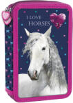 DERFORM Penar școlar echipat Derform Horses - cu 2 fermoare (67008) Penar