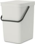 Brabantia Sort & Go konyhai szemetes felnyitható fedéllel, fogantyúval szelektív és komposzt gyűjtéséhez, 25L - J méret, világosszürke - 214400 (214400)
