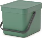 Brabantia Sort & Go konyhai szemetes felnyitható fedéllel, fogantyúval szelektív és komposzt gyűjtéséhez, 6L - S méret, platinazöld - 129841 (129841)