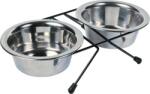 TRIXIE set de 2 castroane inox cu suport (2 x 0.45 liter | 12 cm) (24831)