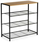 Intenso Home Cipőtartó polc | Előszobai cipőtároló | 4 szintes, fém, 63x63cm | Fekete - aranytölgy | Intenso Home (INT-XJ633063A1)