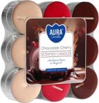 BISPOL Ароматни чаени свещи Bispol Aura - Chocolate-Cherry, 18 броя (p15-18-104)