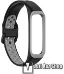  Okosóra szíj - légáteresztő, sportoláshoz, szilikon - 113mm + 95mm hosszú - SZÜRKE / FEKETE - SAMSUNG Galaxy Fit 2 (SM-R220)