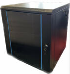 TechSon 600 × 600 mély 12U magas, fali 19"-os rackszekrény, üveg ajtó, fekete (rack_tc_60x60x12u)