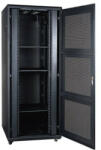 TechSon 800 x 1000 mély 42U magas, álló 19"-os rackszekrény, perforált ajtó, fekete (rack_tc_80x100x42u_perf) - biztonsagosotthon
