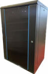 TechSon 600 × 600 mély 18U magas, fali 19"-os rackszekrény, üveg ajtó, fekete (rack_tc_60x60x18u)