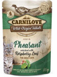 CARNILOVE Pungă pentru pisici Pheasant cu frunze de zmeură - 85 g