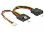 Delock Tápkábel, 15 tűs SATA-csatlakozóhüvely > 4 tűs Molex-csatlakozódugó + 4 tűs tápcsatlakozó (DL85673) (DL85673)