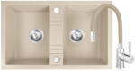FERRO Set chiuveta Ferro granit 78x48 nisip , 2 cuve, cu baterie flexibila Ferro bej