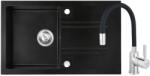 FERRO Set chiuveta Ferro granit 78x48 grafite cu baterie flexibila Ferro negru