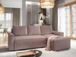  Canapea colt extensibila SMART COSARO roz, cu colt bilateral + 2 perne CADOU