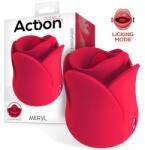 Action Meryl Licking & Vibrating Mouth Shape Rose Massager Vibrator