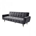  Canapea Glamour 219x84x81 cm Rabatabila Catifea Dark Grey (C90-7409) Canapea