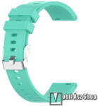  Okosóra szíj - CIÁN KÉK - szilikon, állítható méret, 20mm széles - SAMSUNG Watch4 40mm / 42mm / 44mm / 46mm / Watch5 40mm / 44mm/ Pro / Active2 40mm / 44mm / Amazfit GTS 4 / HUAWEI Watch GT 3 42mm / V