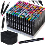  168 db kétoldalas alkoholos filctoll szett tokban tartóval (KX5123_3)