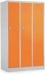 Rauman Fém szekrény - 3 szakasz, 90 x 50 x 150 cm, csavaros zár, narancs - ral 2004