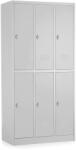 Rauman Fém szekrény - 6 doboz, 90 x 45 x 185 cm, csavaros zár, szürke - ral 7035