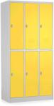 Rauman Fém szekrény - 6 doboz, 90 x 45 x 185 cm, csavaros zár, sárga - ral 1023