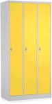 Rauman Fém szekrény - 3 szakasz, 90 x 50 x 180 cm, csavaros zár, sárga - ral 1023