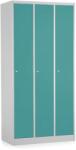 Rauman Fém szekrény - 3 szakasz, 90 x 50 x 180 cm, hengerzár, zöld - ral 6033
