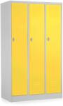 Rauman Fém szekrény - 3 szakasz, 90 x 50 x 150 cm, csavaros zár, sárga - ral 1023