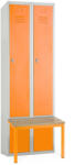 Rauman Fém szekrény paddal, 60 x 85 x 185 cm, lábazat, csavaros zár, narancs - ral 2004