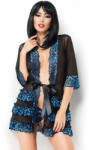 Chilirose Babydolls CHILIROSE - kék-fekete csipkés köntös L/XL