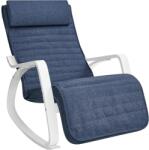 SONGMICS Hintaszék nyírfa karfákkal, hintaszék 5 irányban állítható lábtámasszal, fehér és sötétkék (LYY011Q01)