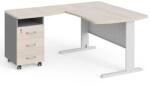 LENZA Manager sarok munkaállomás 140 x 160 cm, bal, világos akác / szürke